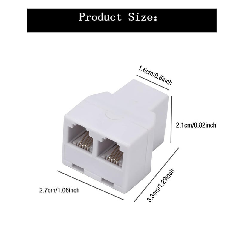 Ubramac Phone Line Splitter,Telephone Splitter,with RJ11 6P4C Plugs,Suitable for Telephone,Fax Machine,White 2-Pack - Image 3